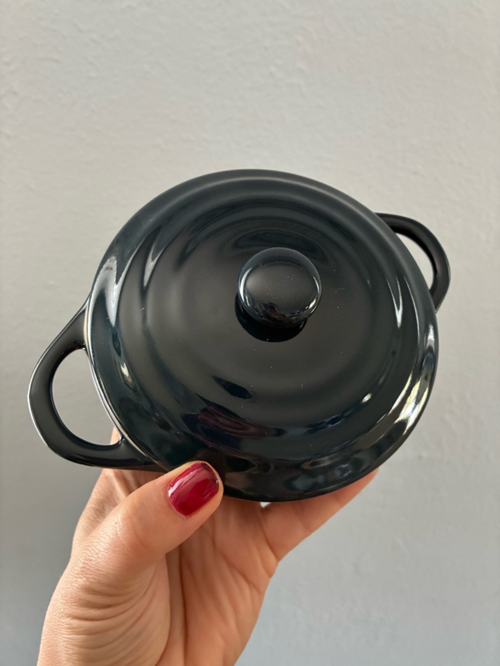 Kook set of 4 Glossy Black Mini Cocotte with Lid